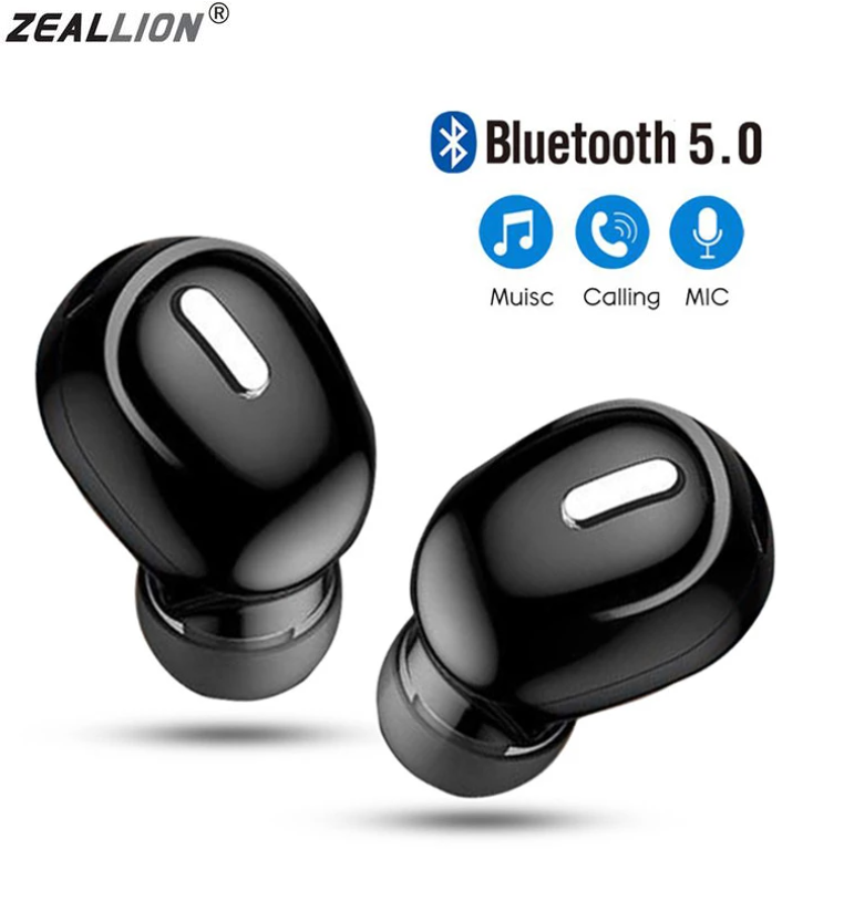 Zeallion Tai nghe không dây mini trong tai Bluetooth 5.0 Tai nghe rảnh tay duy nhất-tai Tai nghe có mic trai nghe stereo nhét tai