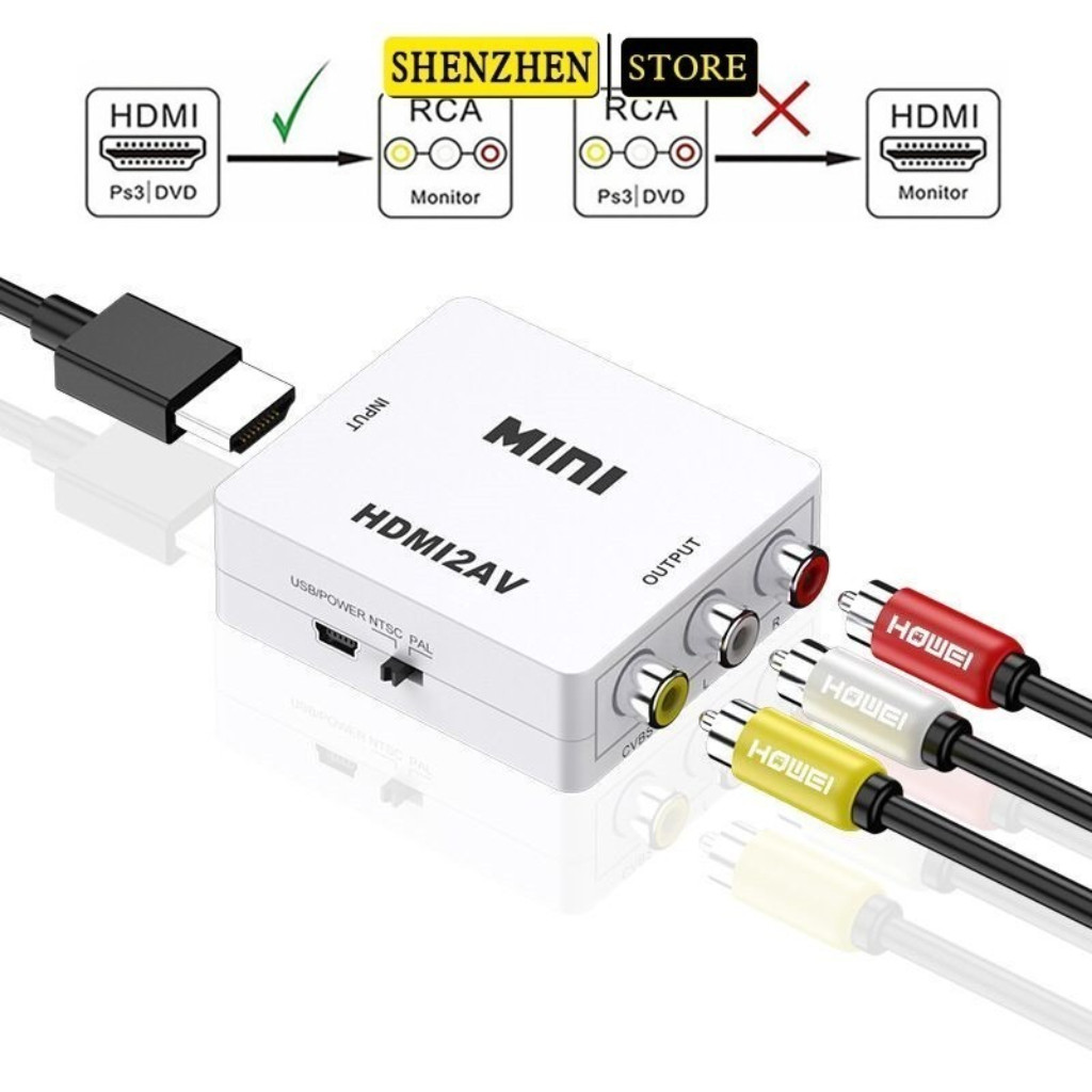 HD01 Bộ chuyển đổi cổng HDMI sang AV (RCA) AV/CVSB L/R hỗ trợ Video 1080P HDMI2AV NTSC PAL - dc661
