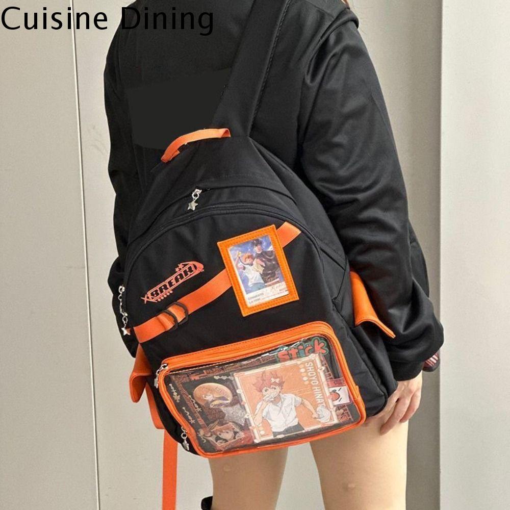CUISINE Nhiều màu sắc Itabag Túi có khóa kéo Nylon và PVC không thấm nước Ba lô trong suốt Sáng Tạo Dễ thương Túi trưng bày huy hiệu Du lịch