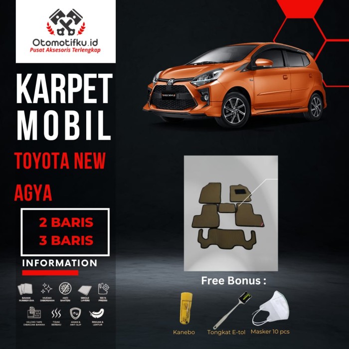 [ OTOMITFKU ]Karpet Mobil Toyota All New Agya Bahan Double Layer Rubber Eva Premium - M (2 Baris), Cokelat Harga 660,000 rupiah*Gratis Ongkir