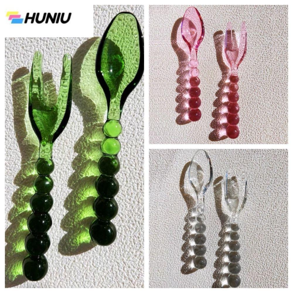 HUNIU ทนความร้อนทน ช้อนแก้วส้อม ใสสะอาด สีชมพูสีเขียว ช้อนบนโต๊ะอาหาร ง่ายๆ ยุคกลางยุคกลาง ช้อนผสมกาแฟ อุปกรณ์ถ่ายภาพอาหาร ราคา 154 บาท*ส่งฟรี