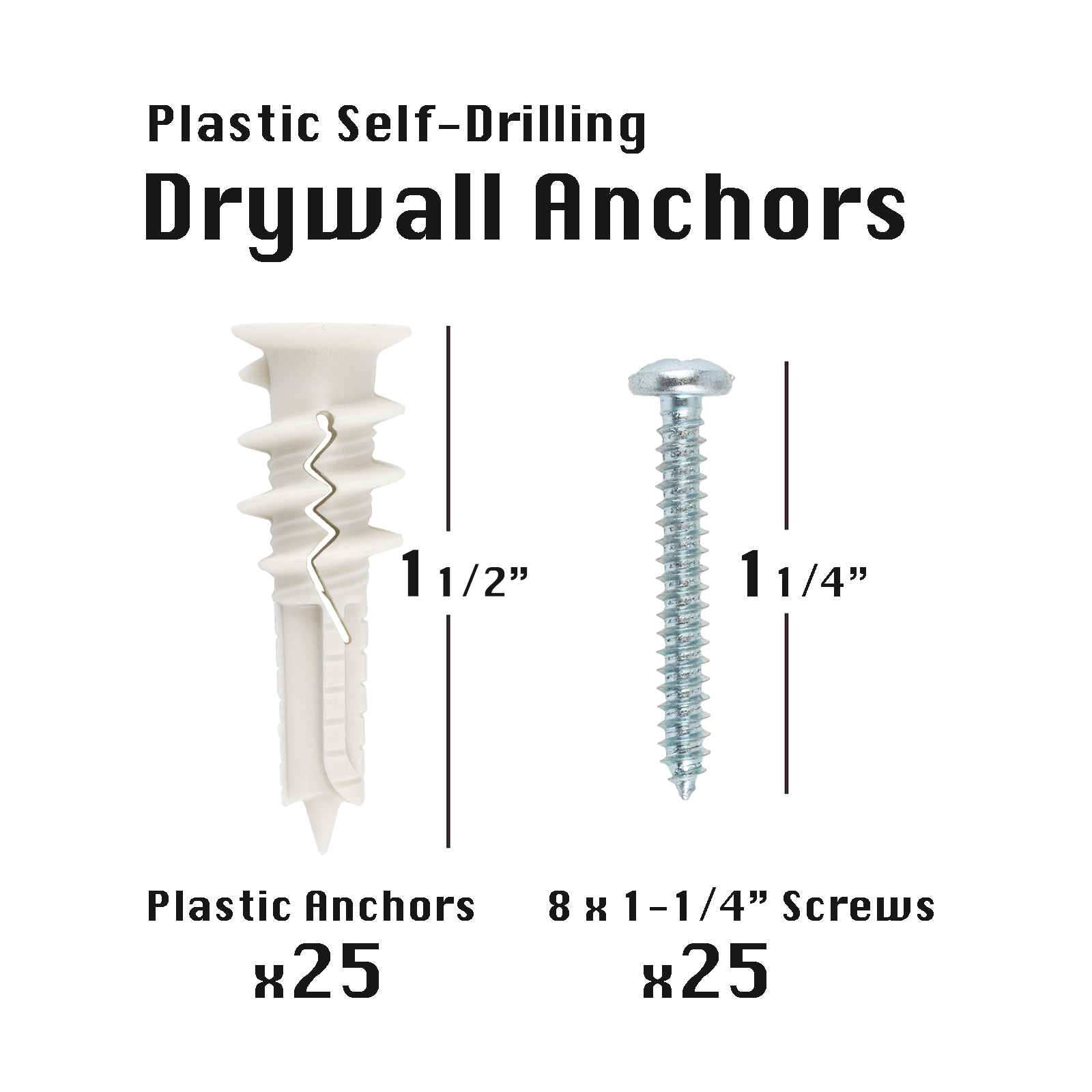 20PCS Self Drilling Anchors Screws Drywall Self-Drilling Anchors Expansion Set,Carbon Steel Hollow Wall Anchor Tapping Screw with Screws Kit,Suitable for Wall Insulation Board Shelf Straps