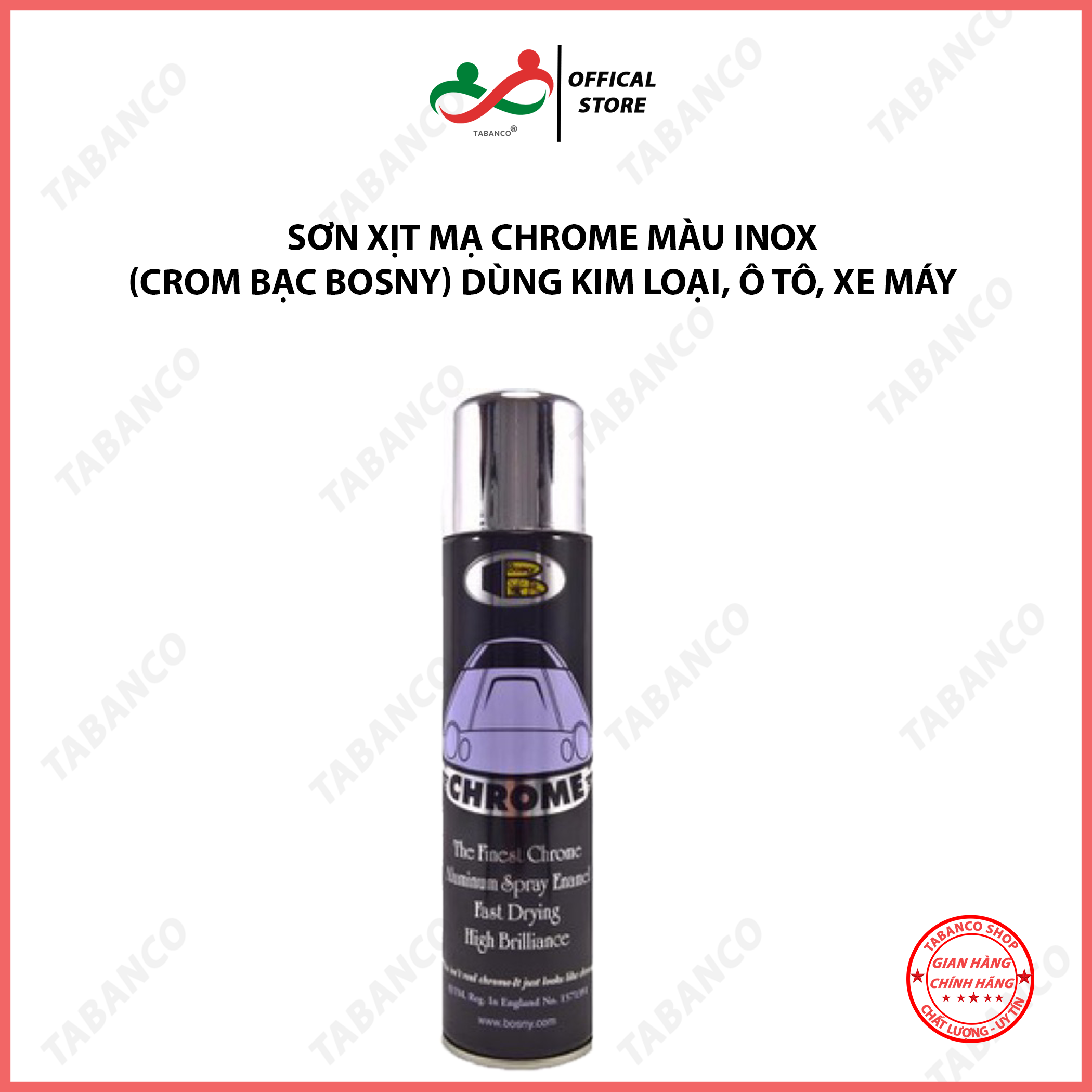 Sơn xịt mạ Chrome màu inox dùng kim loại, ô tô, xe máy