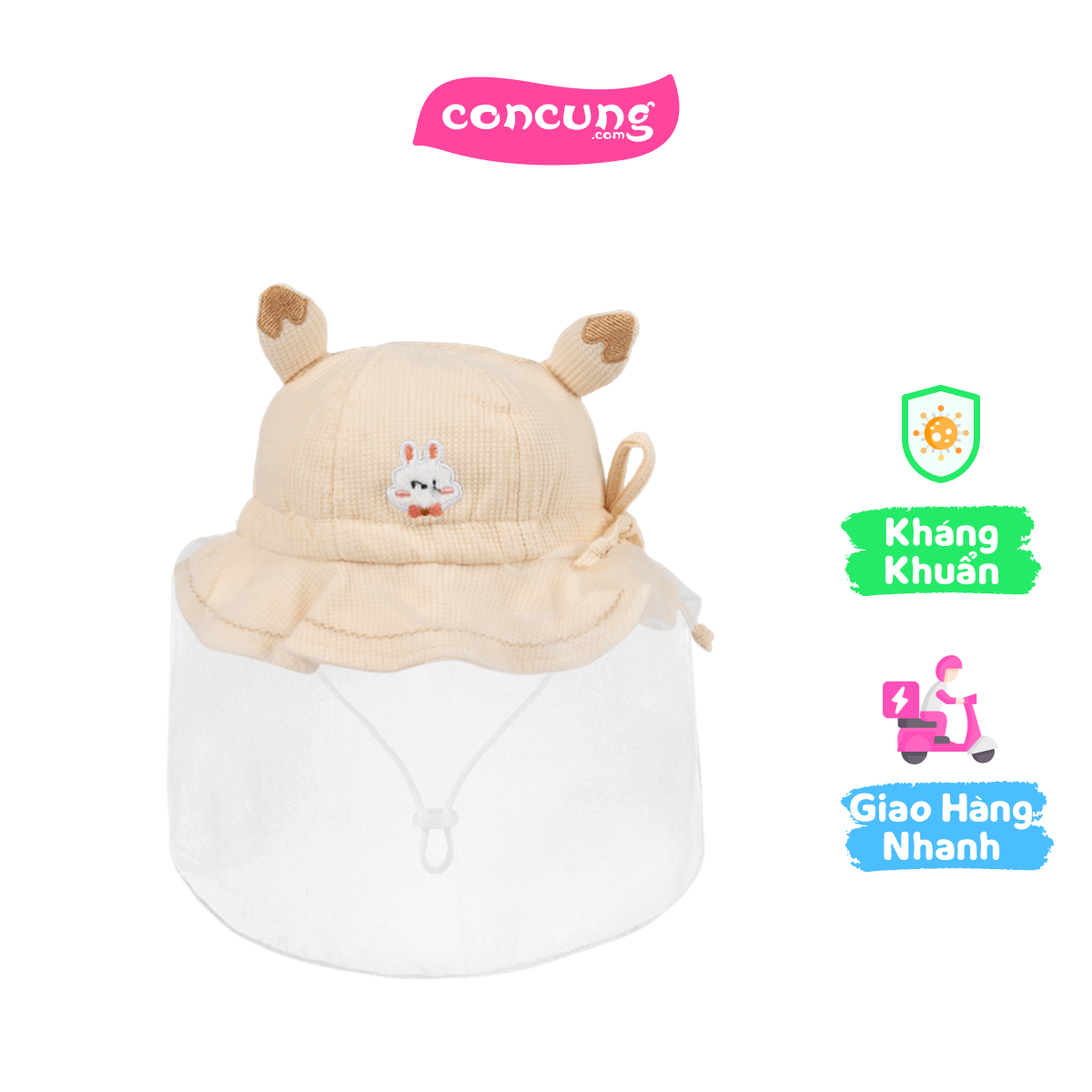 Nón vành tròn khăn voan bé gái 0-12M Animo A2501_MN021 (44cm,Vàng)