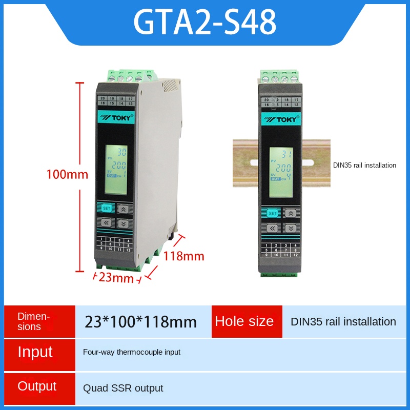 Bộ Điều Khiển Nhiệt Độ 4 Kênh GTA2-S48 TOKY | Tùy chọn GTA2-S40/S48/GTA2F/GTAX/GTAXF-S48 Đưa Cách Ly PID 250V 10A – Điều Khiển Chính Xác Công Nghiệp