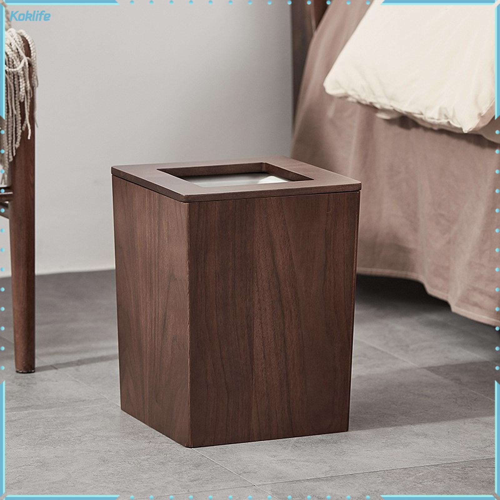 Koklife Garbage Can Wooden Trash Can Removable Inner Barrel Portable Rubbish Basket Rubbish Bin for Laundry Bathroom Toilet Kitchen ราคา  1,205 บาท*ส่งฟรี