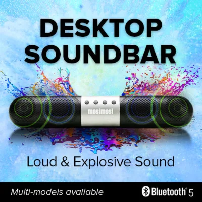 mosimosi Desktop Soundbar XBS-88 (5W x 2) - Full Power Sound Bass & Bluetooth 5.0 Connection