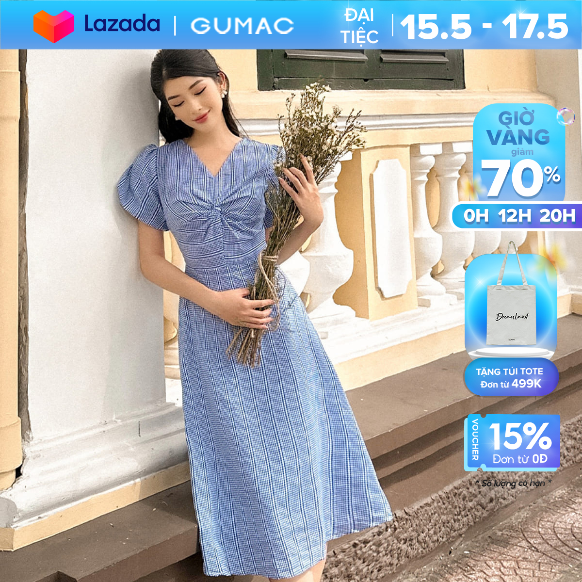 Đầm kiểu xoắn ngực dc12055 thời trang gumac