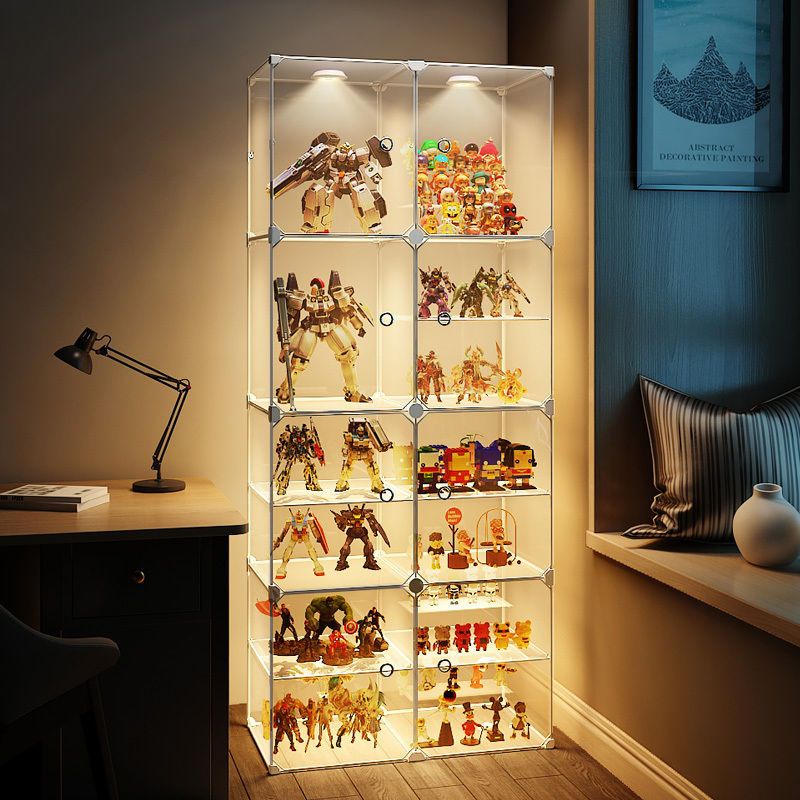 [Đèn điều khiển từ xa hoàn toàn trong suốt] Hộp lưu trữ mô hình tủ trưng bày Lego làm bằng tay  tủ trưng bày