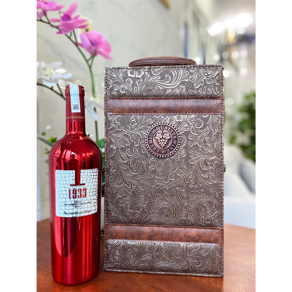 Hộp quà tặng 2 chai vang Ý 1933 Ruby - Hộp da VPH 2