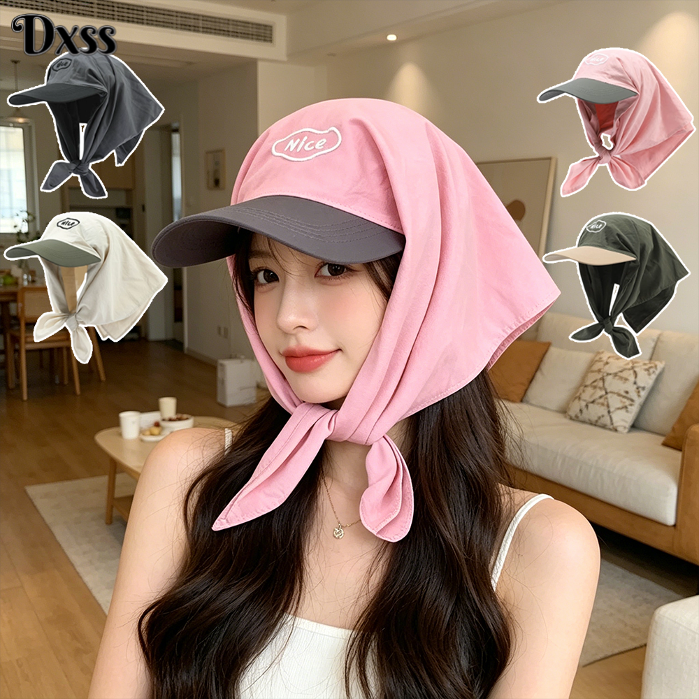 Dxss Baseball Cap with a Bright Japanese-Style Check Pattern. There Is a Headband with Drawstring, Embroidered with Contrasting Colors, for Women. Covers the Head, Modern Design, Comfortable to Wear, Protects from the Sun. ราคา 88 บาท*ส่งฟรี