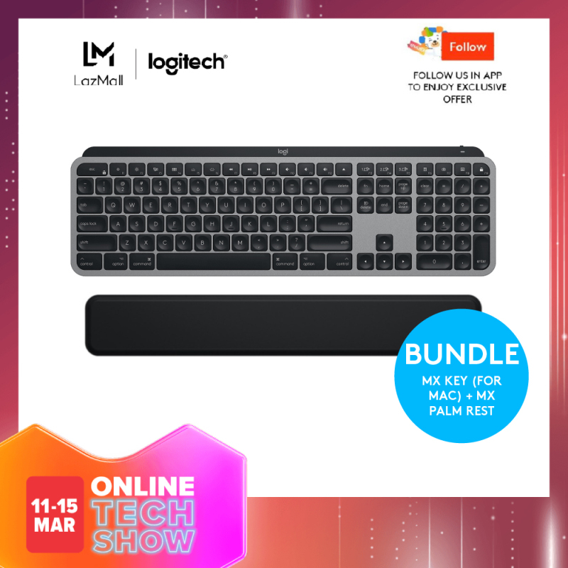 Logitech MX Keys for Mac - Wireless Illuminated Keyboard + Logitech MX Palm Rest (FOR MX KEYS & CRAFT) Singapore