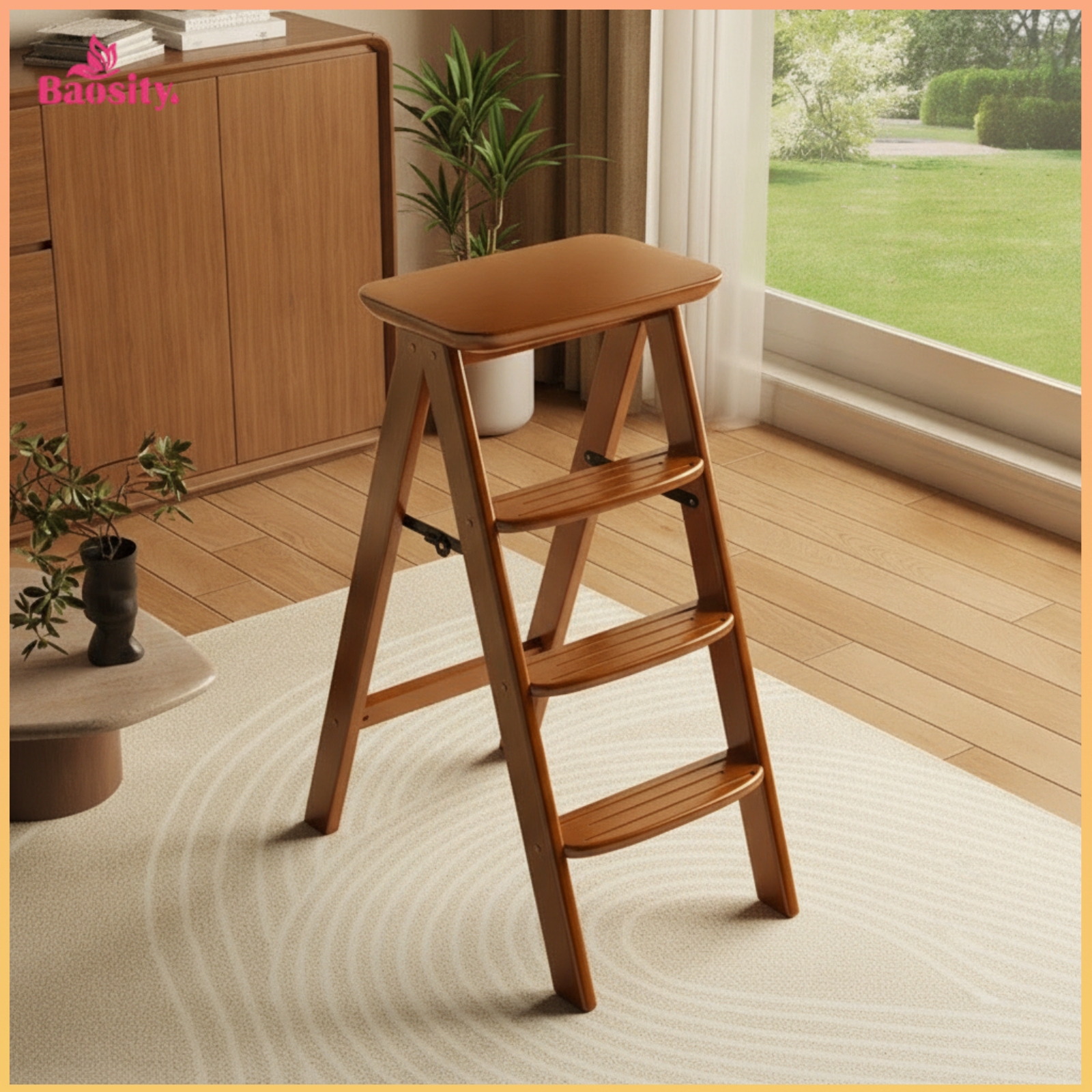Baosity Sturdy Step Stool with Folding Brace Portable Foldable Step Stool Multi-Functional Ladder Chair Comfortable for Closet ราคา 3,525 บาท*ส่งฟรี