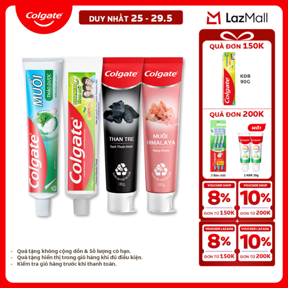 [Chỉ 25-29.5_X2 Voucher giảm 20%] Bộ sưu tập các vị kem đánh răng Colgate từ thiên nhiên