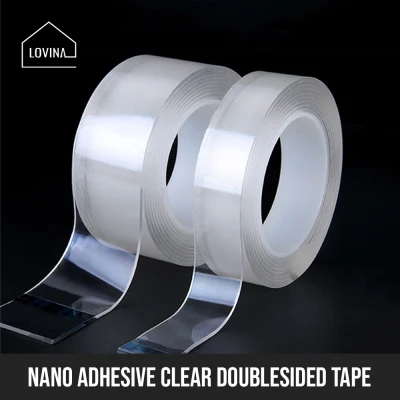 Nano Adhesive Tape Double Sided Transparent Self Adhesive Tape [3M] Multipurpose Removable Washable Infinitely Reusable Sticker Traceless Waterproof Kitchen Sink Tape Glue Tape Roll Sealer Seal Side Super Strong 3M For Heavy Mounting