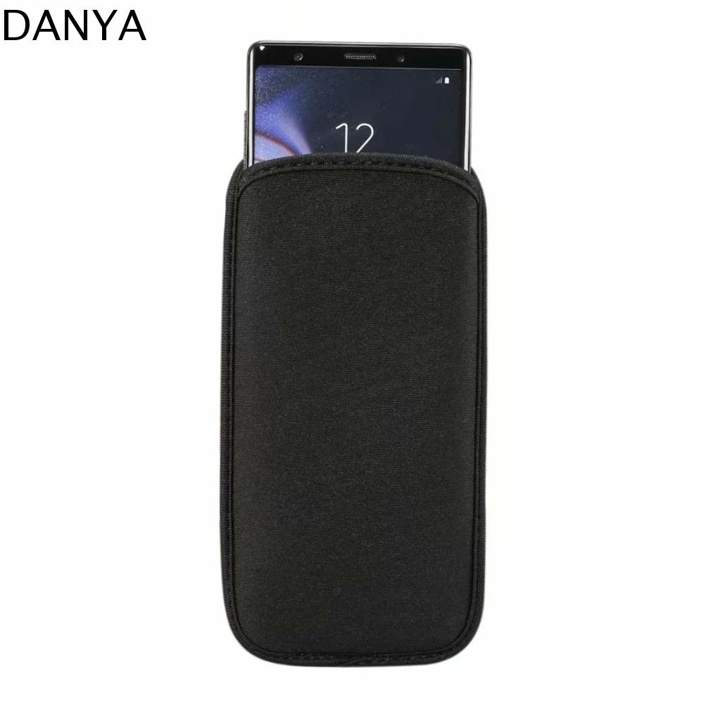 DANYA Túi Túi đựng điện thoại bằng cao su Neoprene Ốp lưng Cao su tổng hợp Túi bảo vệ điện thoại Đen Mềm Túi đựng điện thoại Phổ thông
