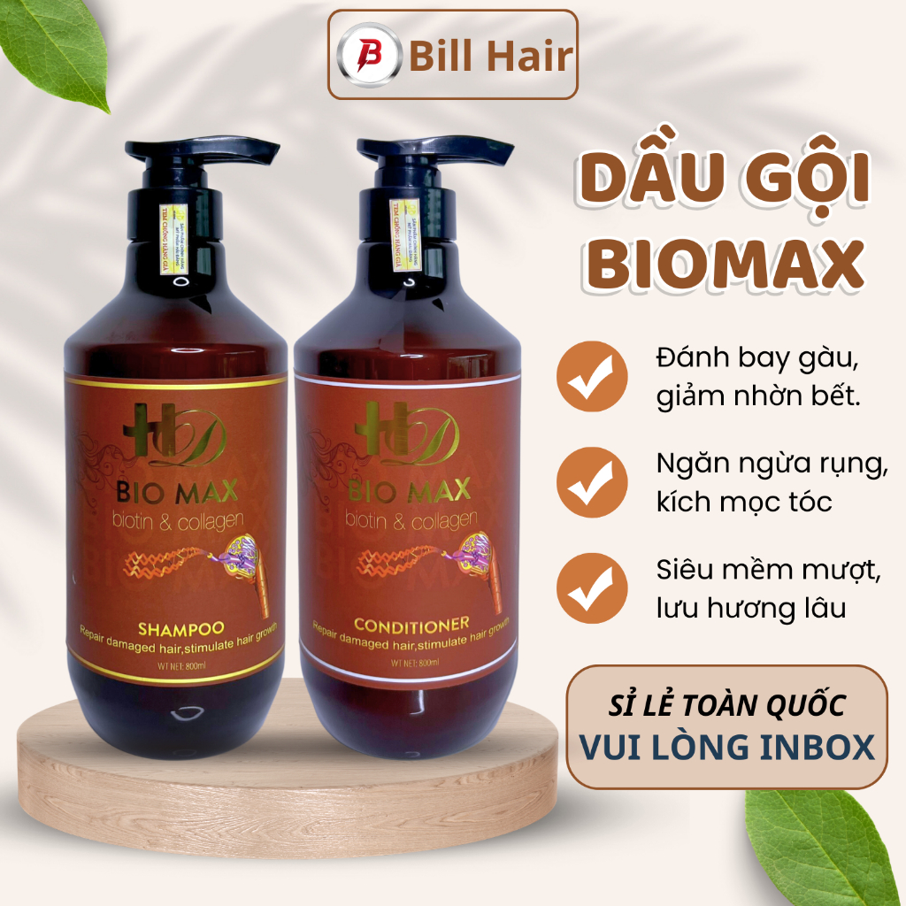 Dầu gội đầu BIOMAX, Dầu Gội Cặp chống rụng và kích thích mọc tóc | Bill Hair, Billhair