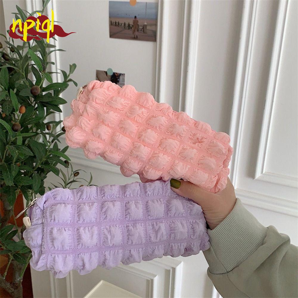 NPIQL Cream Color Cosmetic Bag Cloud Cloth Pencil Case Toiletry Bag Fold