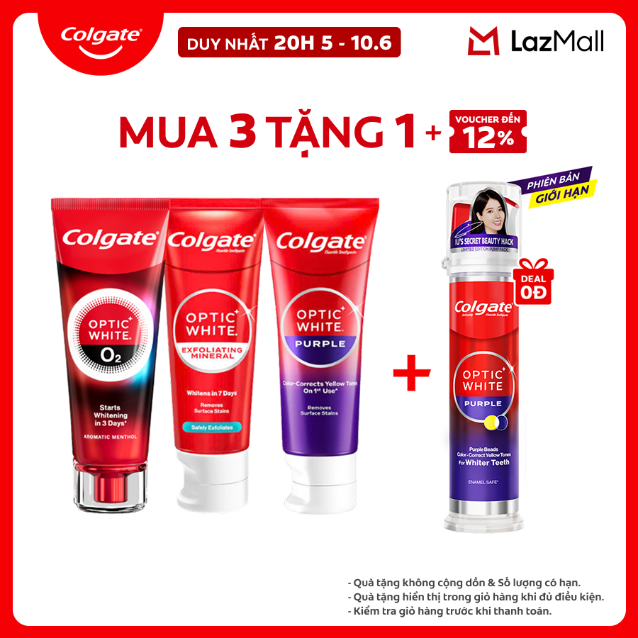 [Chỉ 20H 5-10.6_Mua 3 tặng 1] Bộ sưu tập các vị kem đánh răng Colgate Optic White