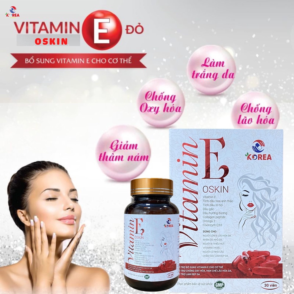 VITAMIN E OSKIN ĐỎ 1250MG / VIÊN HỘP LỌ 30 VIÊN HÀNG CHÍNH HÃNG KOREA - NHẬT BẢN