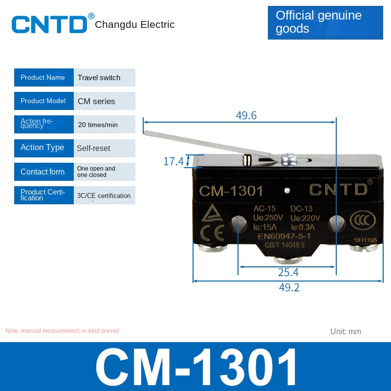 Công Tắc Hành Trình CM-1301 | Micro Switch Changde CM-1307/1308/1305/1306/1300/1303TM Cho Tự Động Hóa
