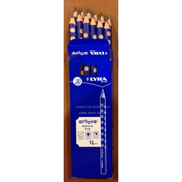 Lyra - Groove Jumbo Triangular Black Pencil, Long Stick, Box of 12 Sticks