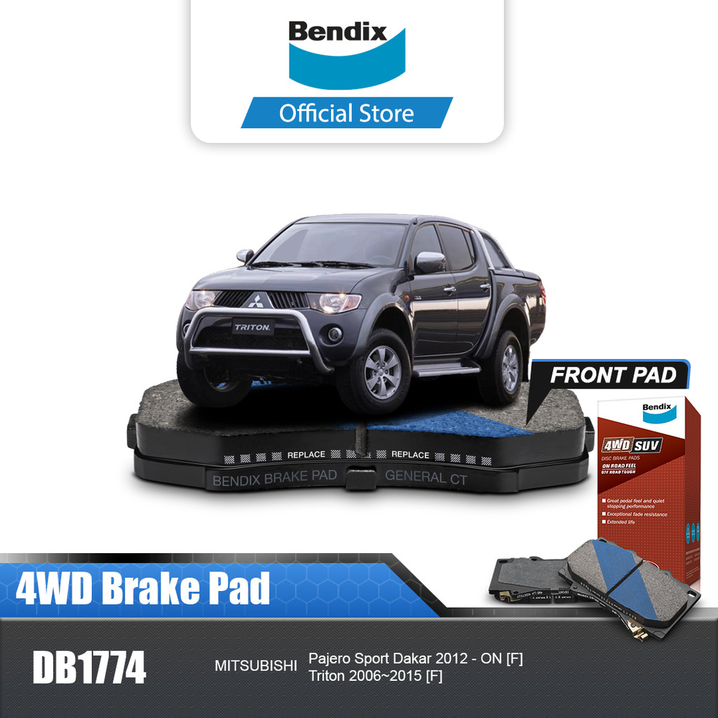 Bendix Front Brake Pad Brake Pad for Mitsubishi Triton 2006-2015 Db1774 4Wd Harga 964,000 rupiah*Gratis Ongkir