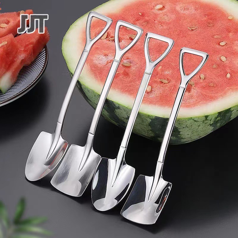 ladle Shovel modeling Stainless steel spoon Household eating watermelon shovel Dessert lovers spoon ราคา 30 บาท*ส่งฟรี