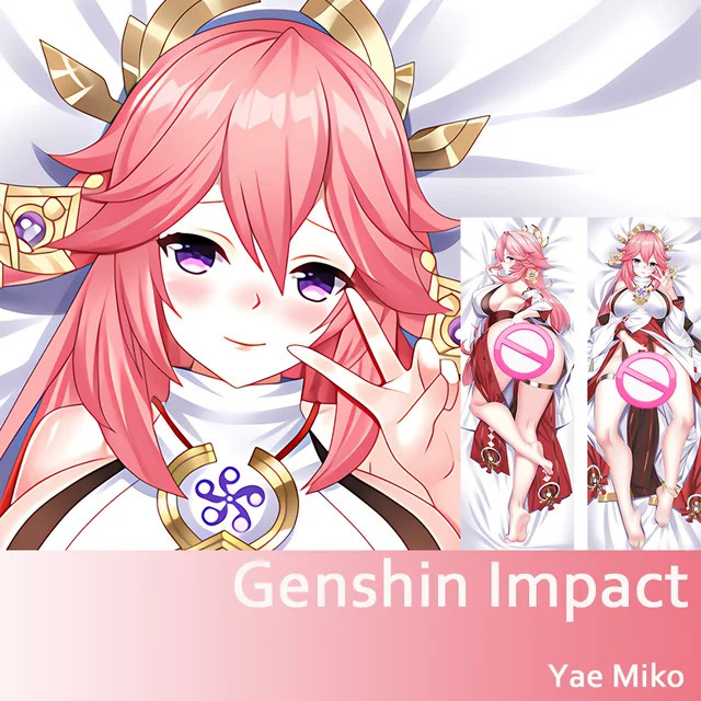 Genshin Impact Yae Miko Dakimakura Phụ kiện phim hoạt hình Cosplay Gối Cover mềm