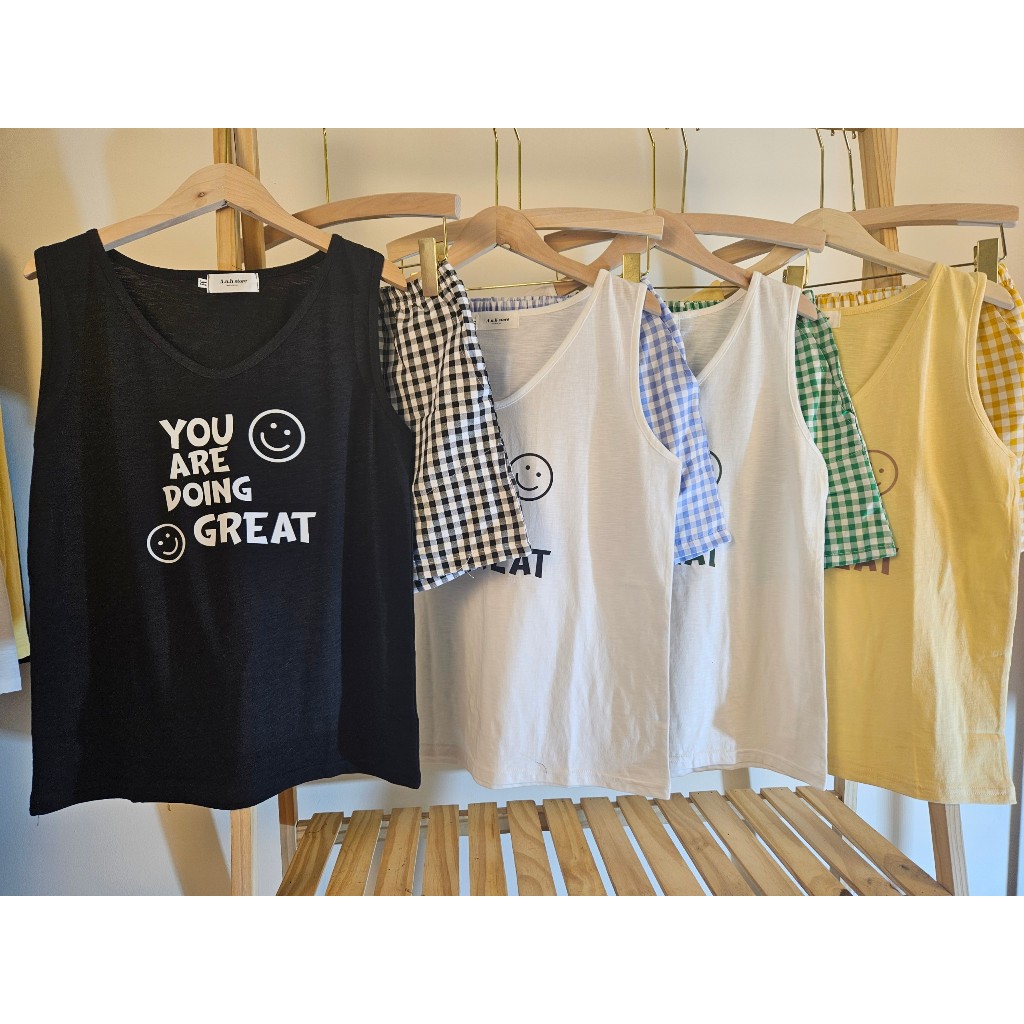 Bộ sát ƞách nữ quần caro IN hình thời trang ANHSTORE , Set 3 lỗ nữ vải cotton in hình thời trang áo xược quần caro