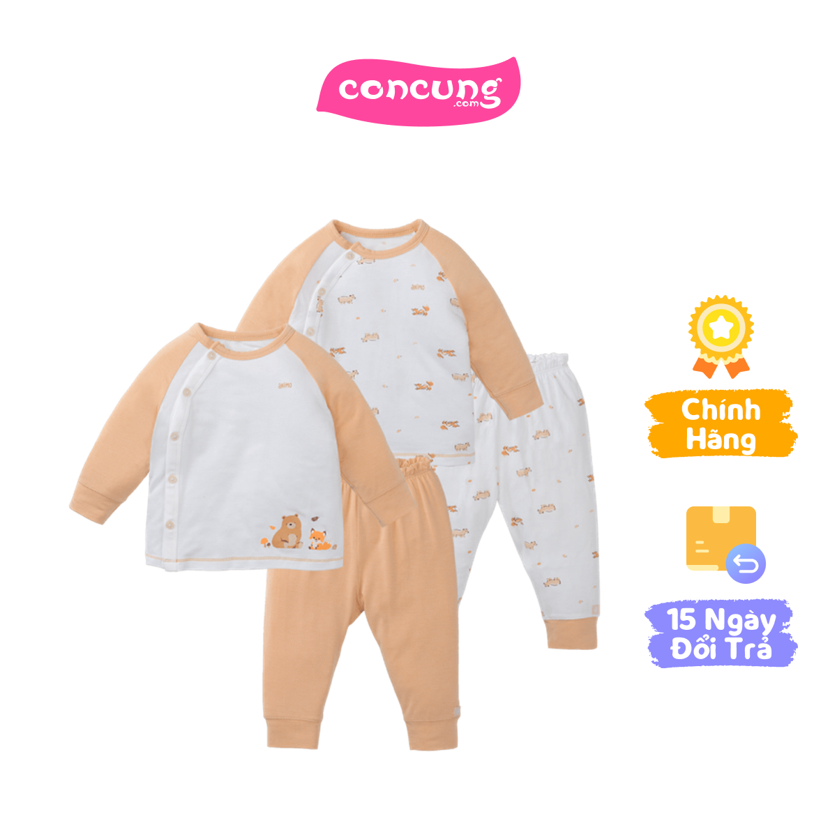 Set 2 Bộ modal kháng khuẩn dài Animo VD0225017 (3-6M,Cam-trắng,TT06)