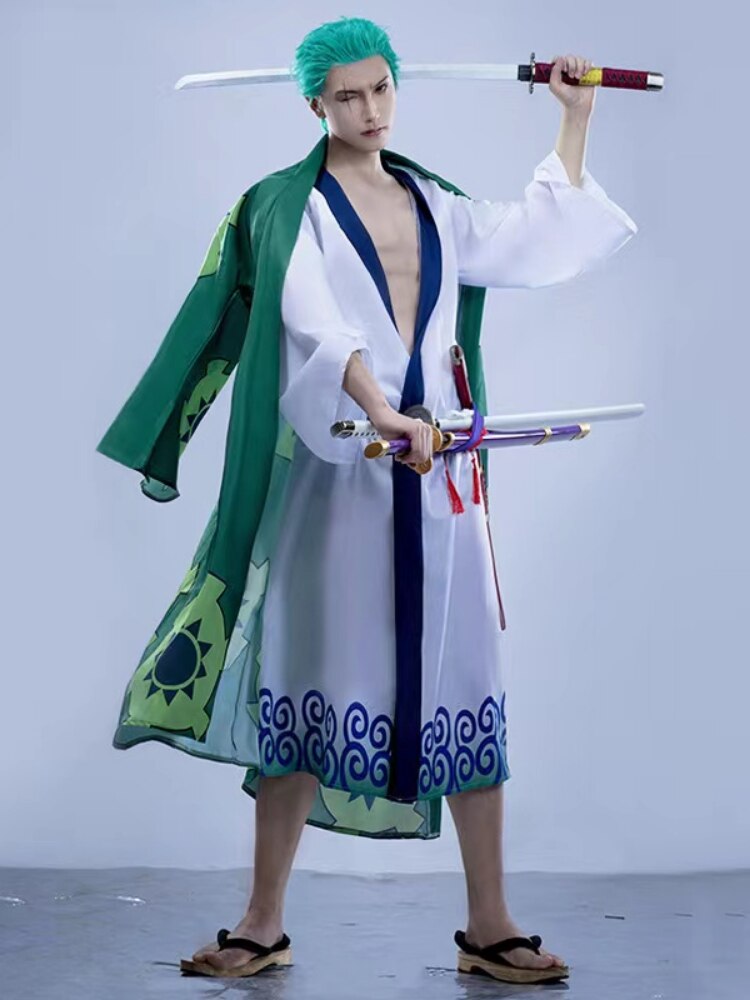 Anime Roronoa Zoro Trajes Cosplay Trajes do Dia Das Bruxas Kimono Role Play  Roupas Partido Uniforme