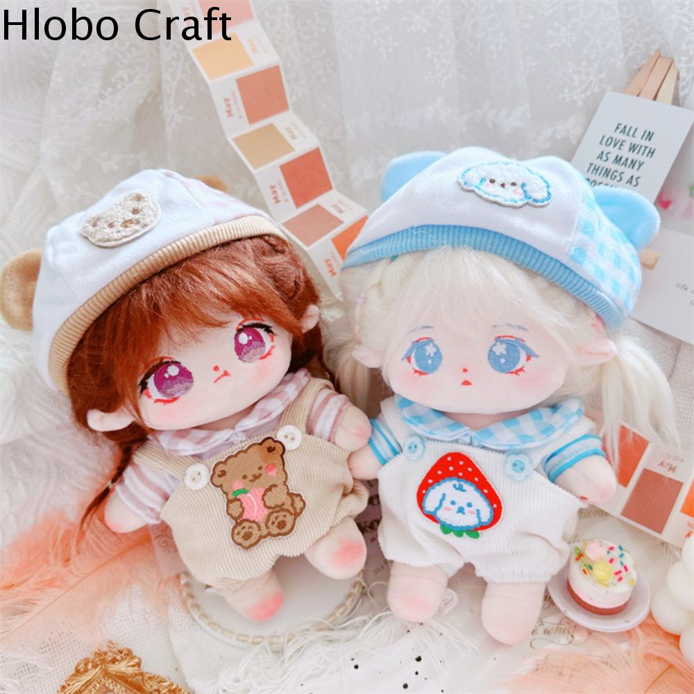 HLOBO Mũ Gấu Bộ quần áo búp bê cotton Quần có dây đeo Ăn mặc Quần áo búp bê vải nhung lông Quần áo đ