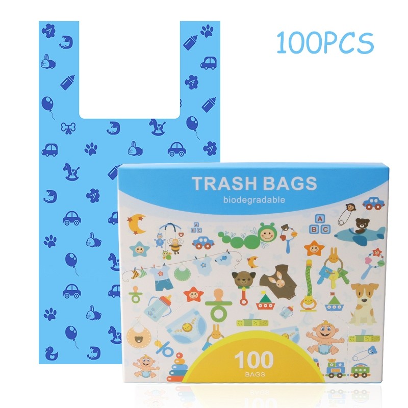 100pcs Baby Disposable Diaper Bags Scented Tie Handle Trash Bags for Baby Poop