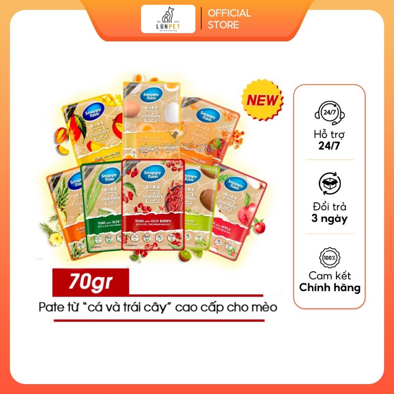 Thức ăn cho mèo Snappy Tom trái cây 70gr