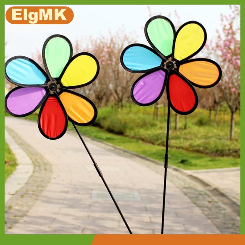 ElgMK Mới đầy màu sắc cầu vồng dazy hoa Spinner gió cối xay gió sân vườn trang trí ngoài trời