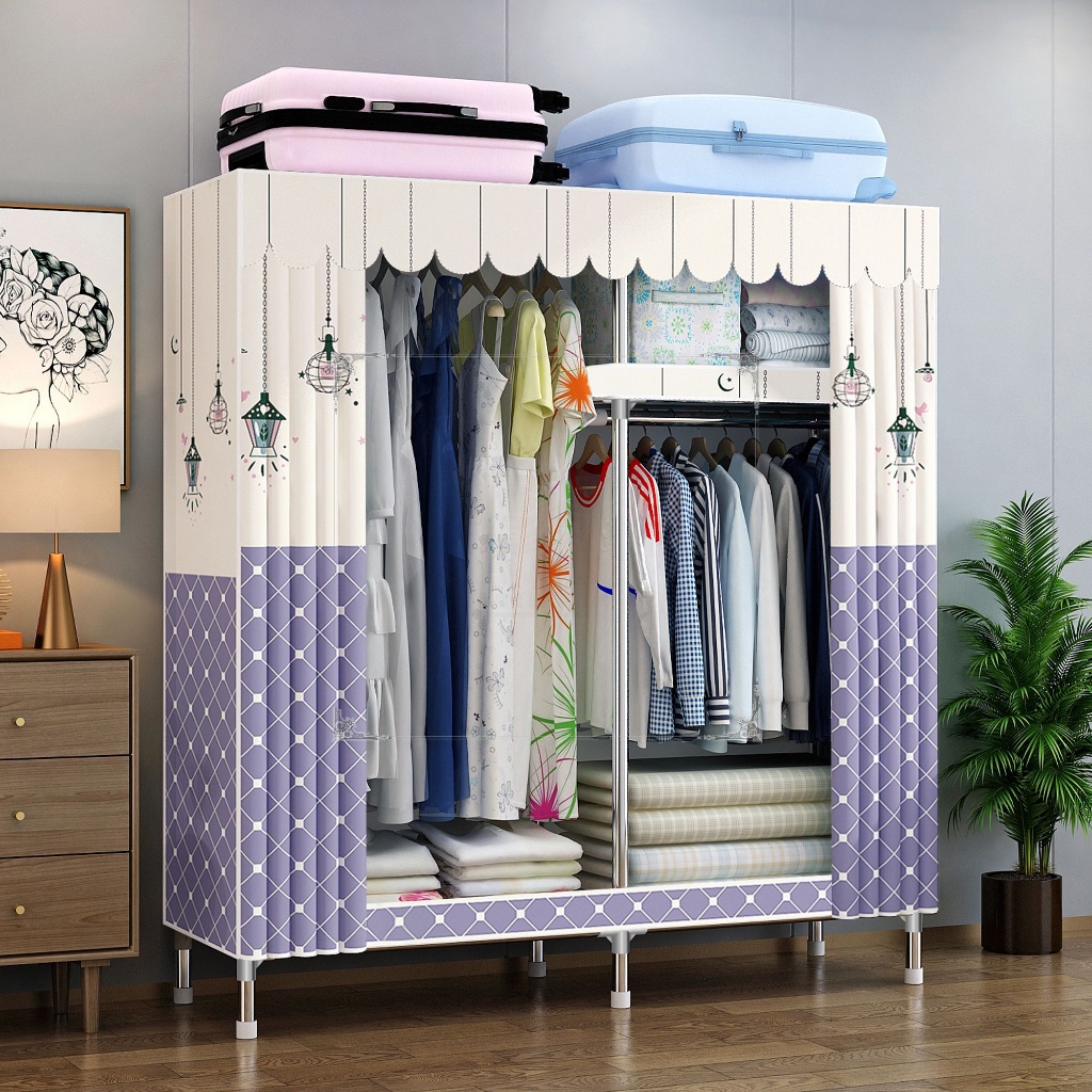 tủ đựng quần áo giá rẻ Tủ vải khung gỗ 2 buồng cao cấp, tủ đựng quần áo tiện lợi, chất liệu gỗ tự nhiên-tủ treo quàn áo