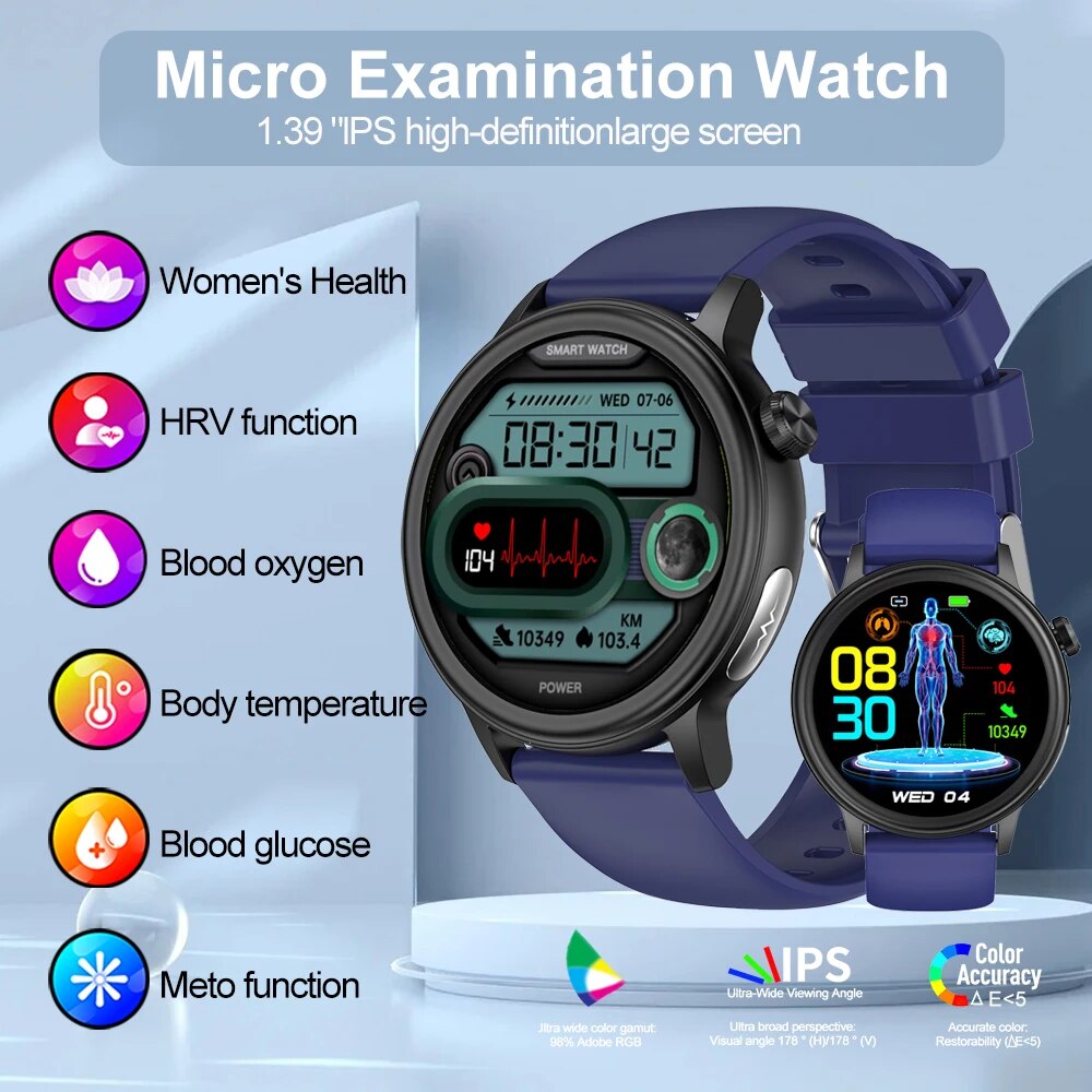 Smart ECG+PPG+HRV Health Watch - Blood Sugar, Lipid, Uric Acid Monitoring, Bluetooth Call Smartwatch ราคา 2,657 บาท*ส่งฟรี