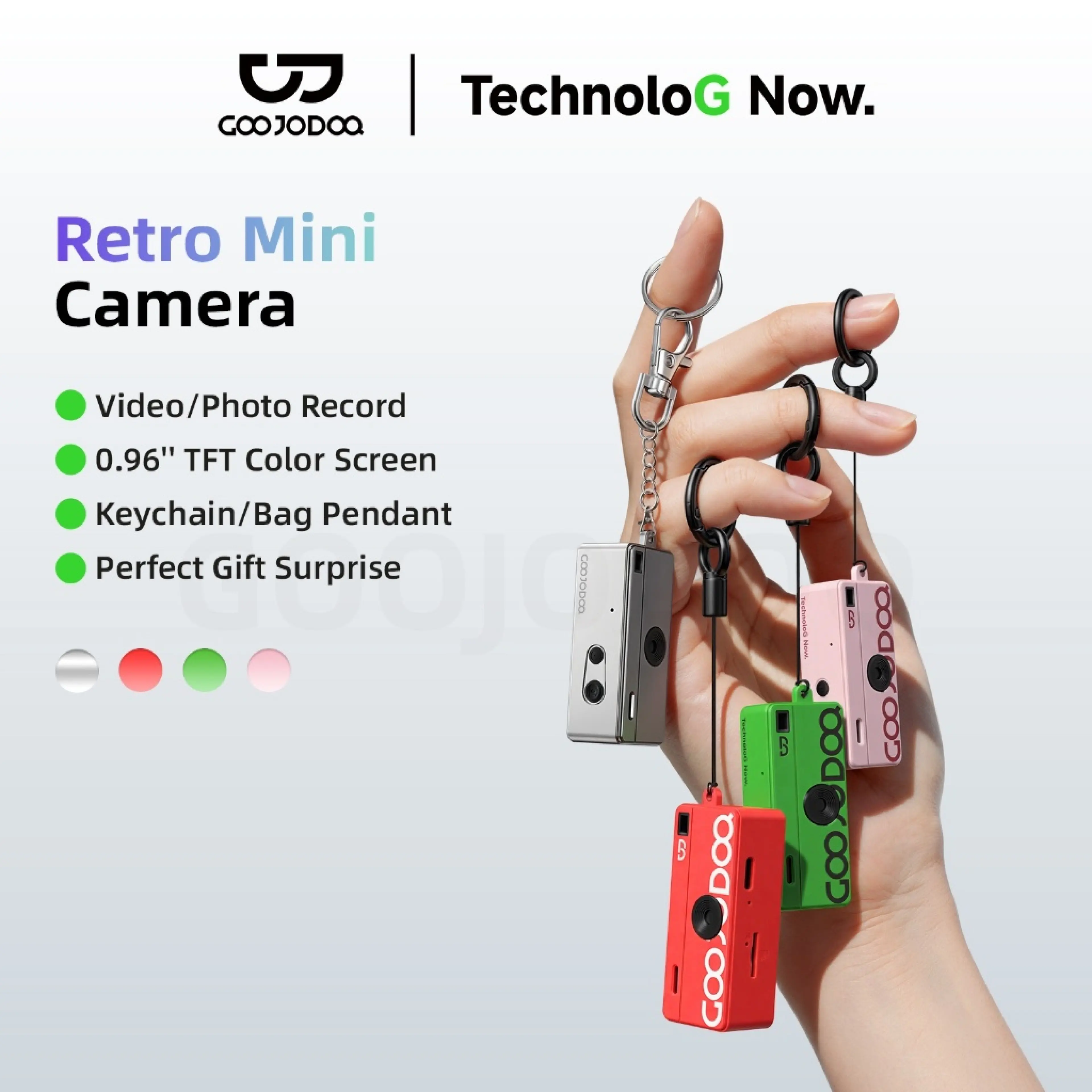 Goojodqo Thumb Camera, Easy to Carry, Mini Camera, Small Camera, Action Camera, Keychain, Camera for Children
