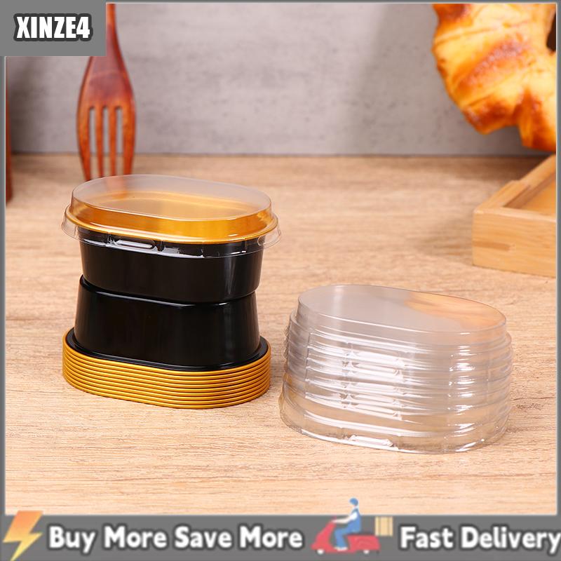 [COD] XINZE4 10 chiếc cốc cupcake lá nhôm có nắp đậy cốc nướng lá chống dính 68ml cốc tráng miệng hình bầu dục bánh pudding Nguồn cung cấp tiệc cưới