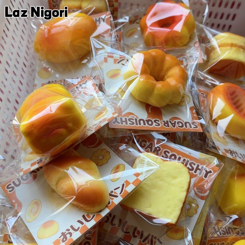 Laz Nigori Soft Squishy Food Simulation Toys with Slow Rebound, Stress Relief for Kids and Adults, Realistic Bread Shapes in Individual Packaging ราคา 57 บาท*ส่งฟรี