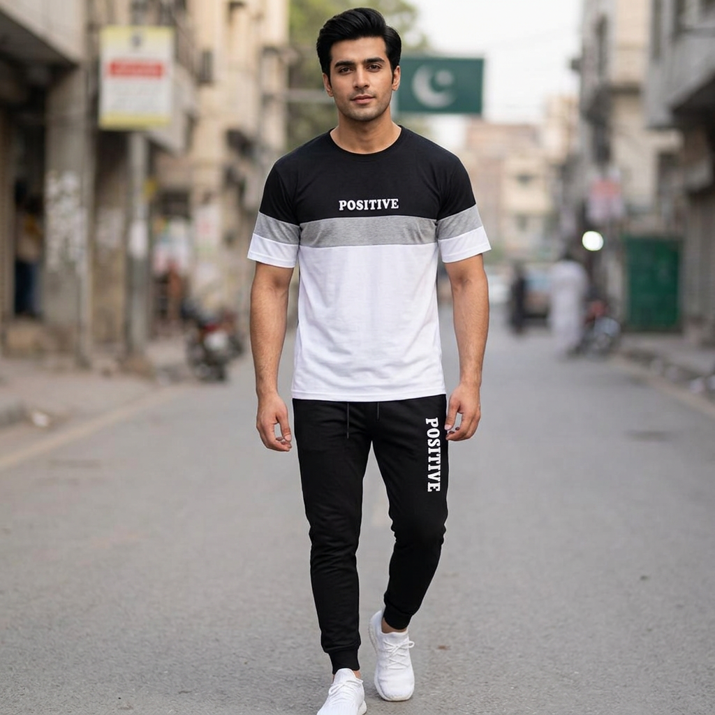 Positive_Summer Men Tracksuit Trouser and Shirt Track suit Full Sleeve Tracksuit