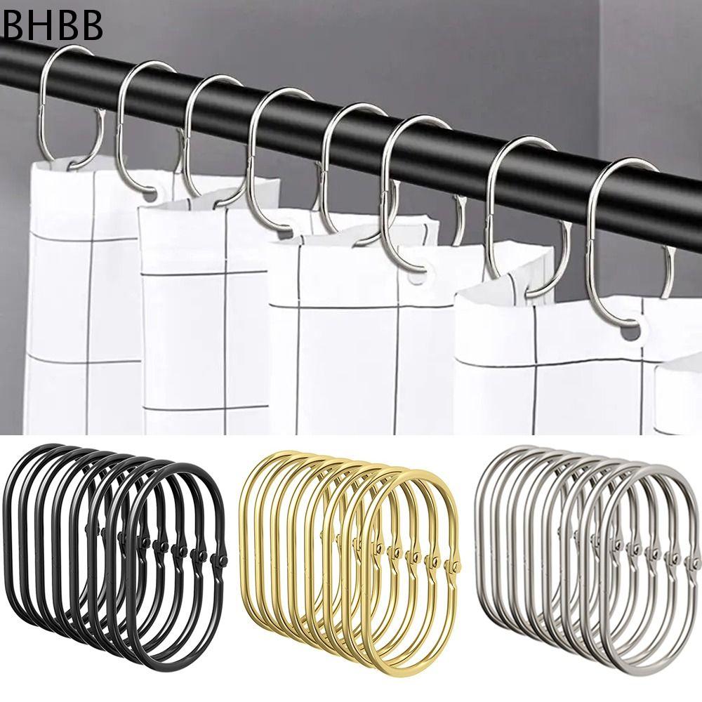 BHBB 12 Pcs Chống gỉ Vòng Treo Rèm phòng tắm Kim loại Lướt nhẹ Móc Treo Rèm phòng tắm Trang trí Tái sử dụng Móc phòng tắm hình bầu dục Phòng tắm