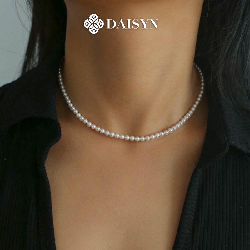 [ DAISYN ] N419 choker vòng cổ hạt Trai, dây chuyền hạt bẹt dây chuyền mang áo dài sợi hạt 4mm cho nữ