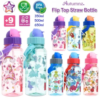 Autumnz Kids Children Flip top Straw Water Bottle *BPA free *Good quality Tritan Preschool Boy Girl Water Bottle (350/500/650ml)