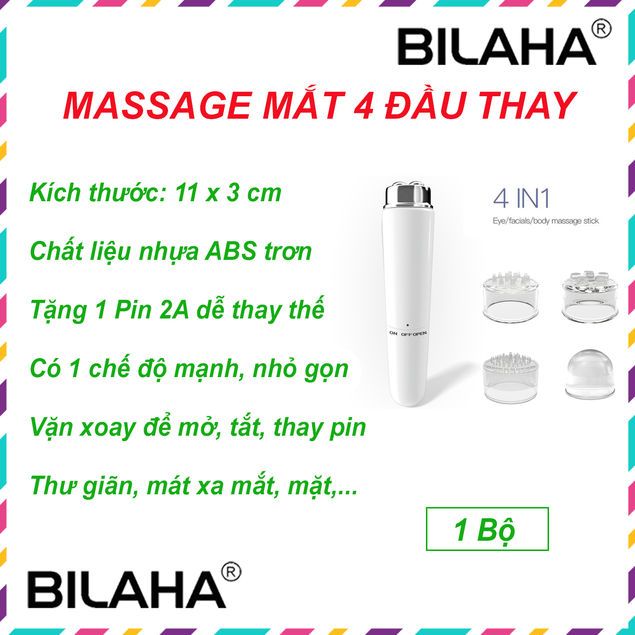 Máy massage mặt cầm tay 4 đầu kiểu bút
