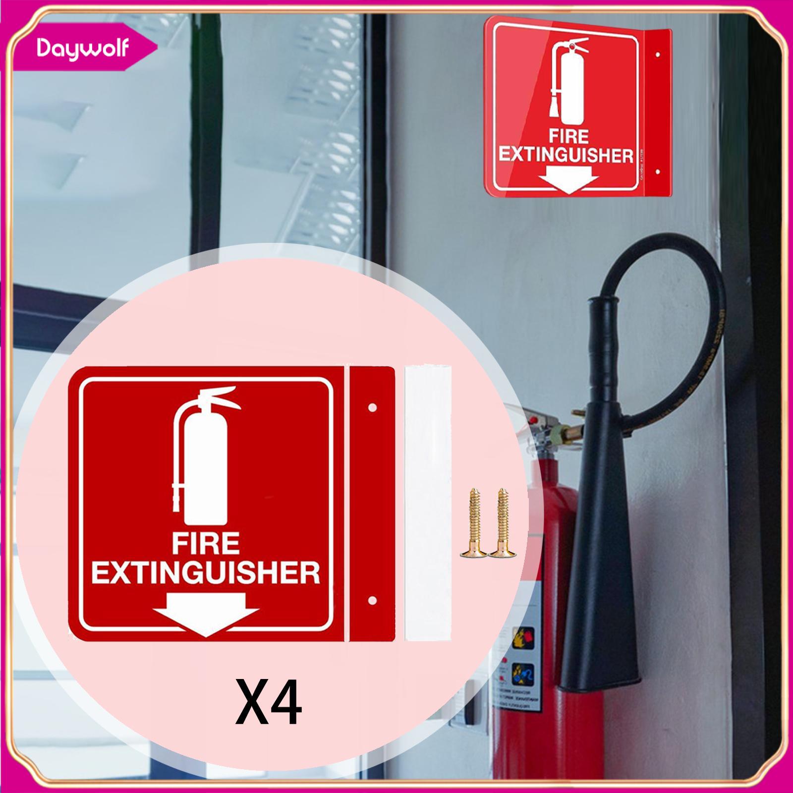 Daywolf 4X Bình chữa cháy dấu hiệu hai mặt không thấm nước dày 6x6 inch Bình chữa cháy chiếu dấu hiệu cho tường trường học nhà