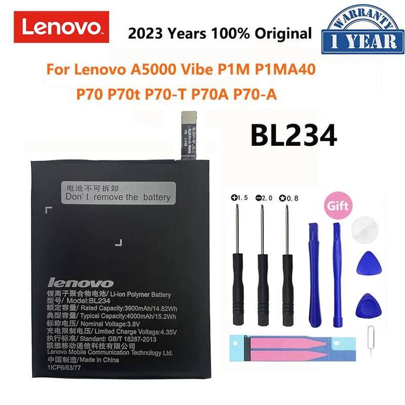 100% Pin Chính Hãng Full 4000mAh BL234 BL 234 BL-234 cho điện thoại di động Lenovo A5000 Vibe P1M P1