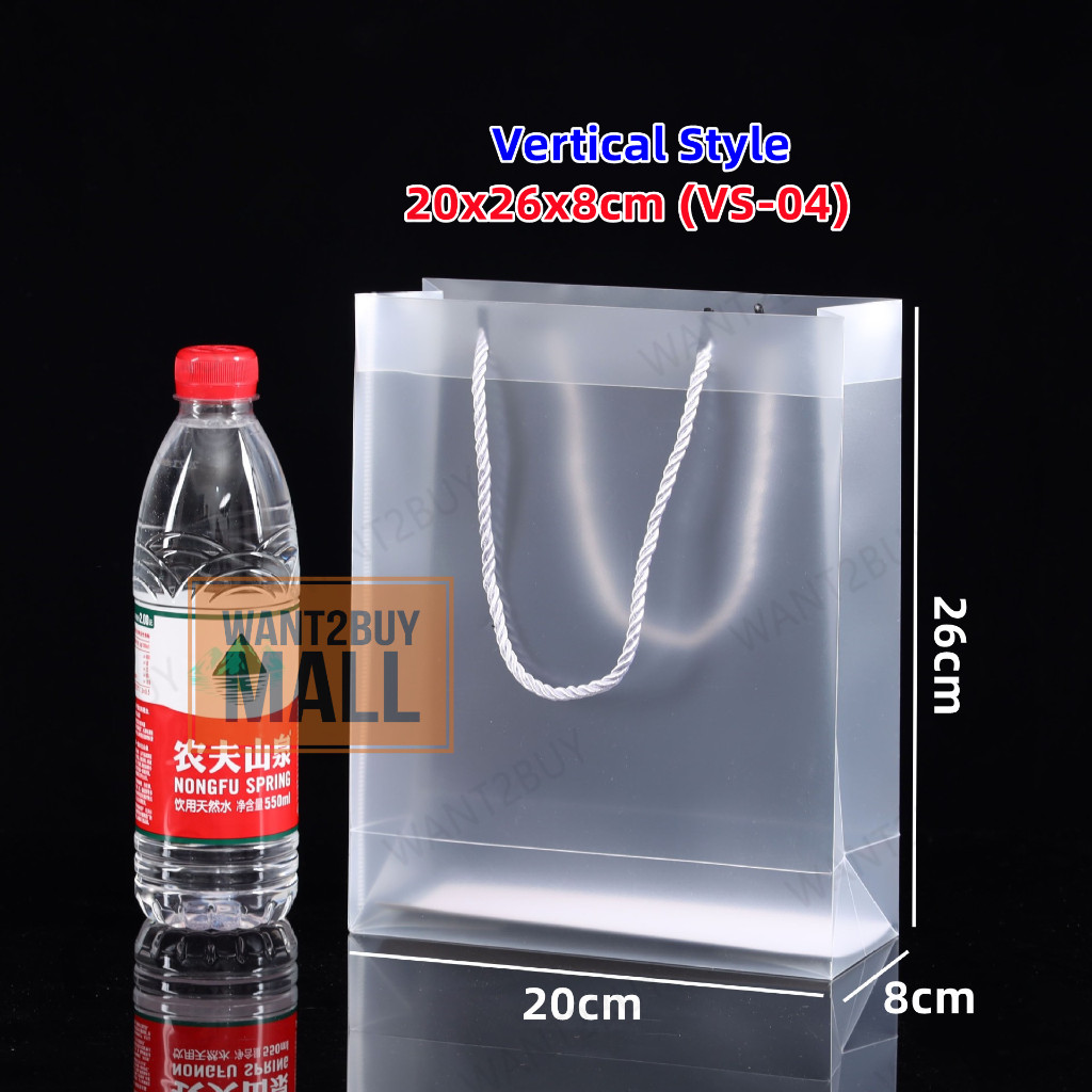 Frosted PP Tote Plastic Goodies Gift Bag Wedding Party Doorgift Transparent Handbag Beg Hadiah Kahwin Raya Kotak Kenduri