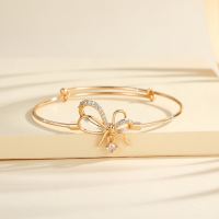 Lanme Jewelry Gelang Bangle Wanita Adjustable Titanium Anti Karat Elegan Pita Kristal Aksesori Fashion TX095